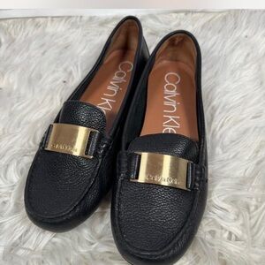 Calvin Klein Black Loafers with Gold Accent